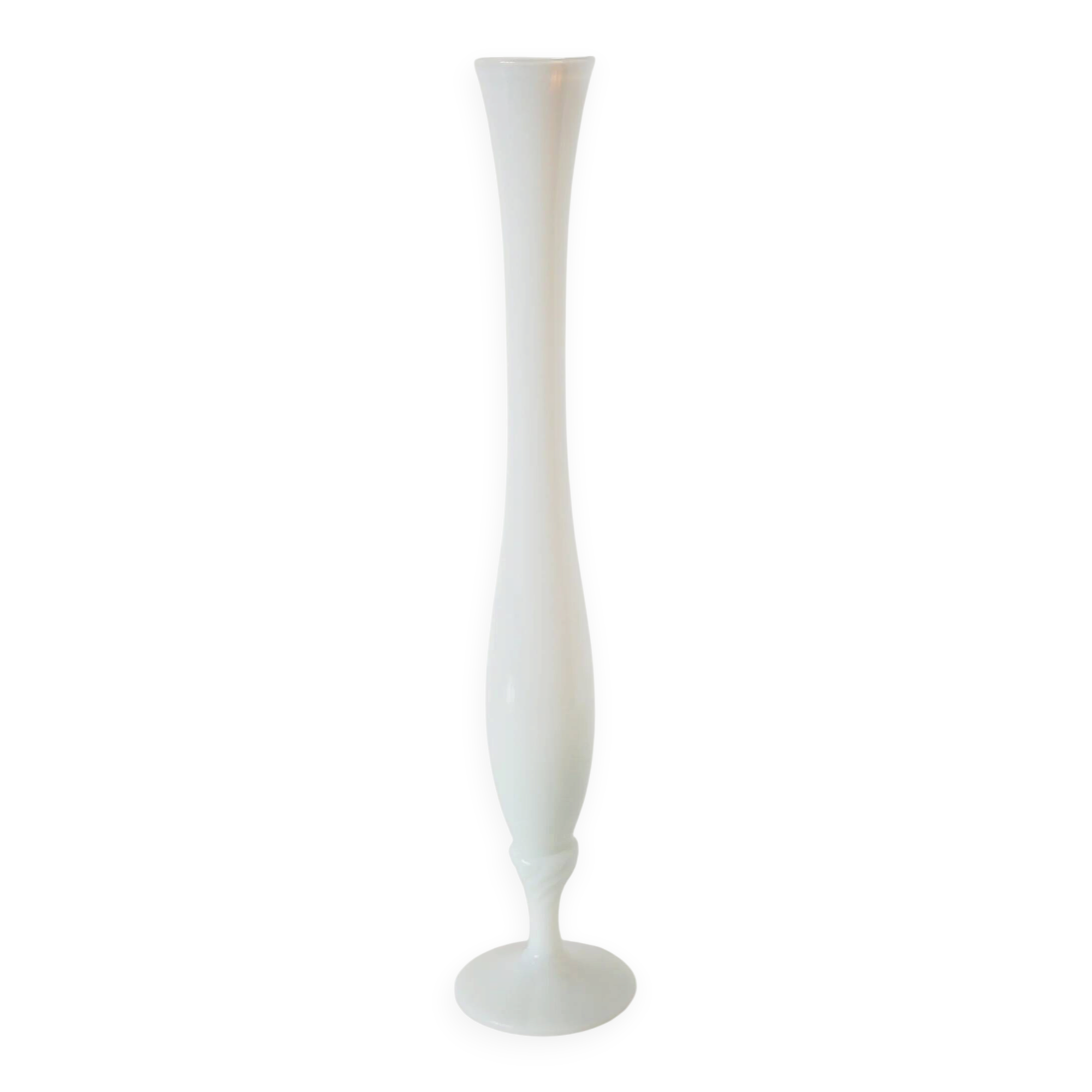 Twisted foot opaline vase, white, 1970