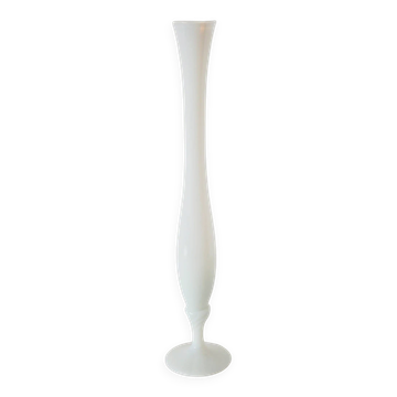 Vase en opaline pieds torsadé, blanc, 1970
