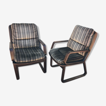 Pair of vintage sled foot armchairs 60s