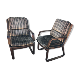 Pair of vintage sled foot armchairs 60s