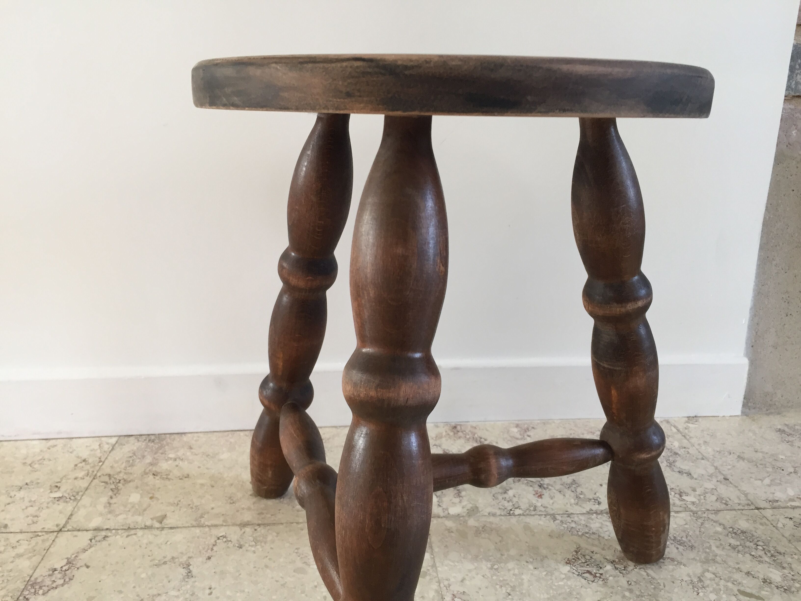 Wooden stool turned vintage tripod