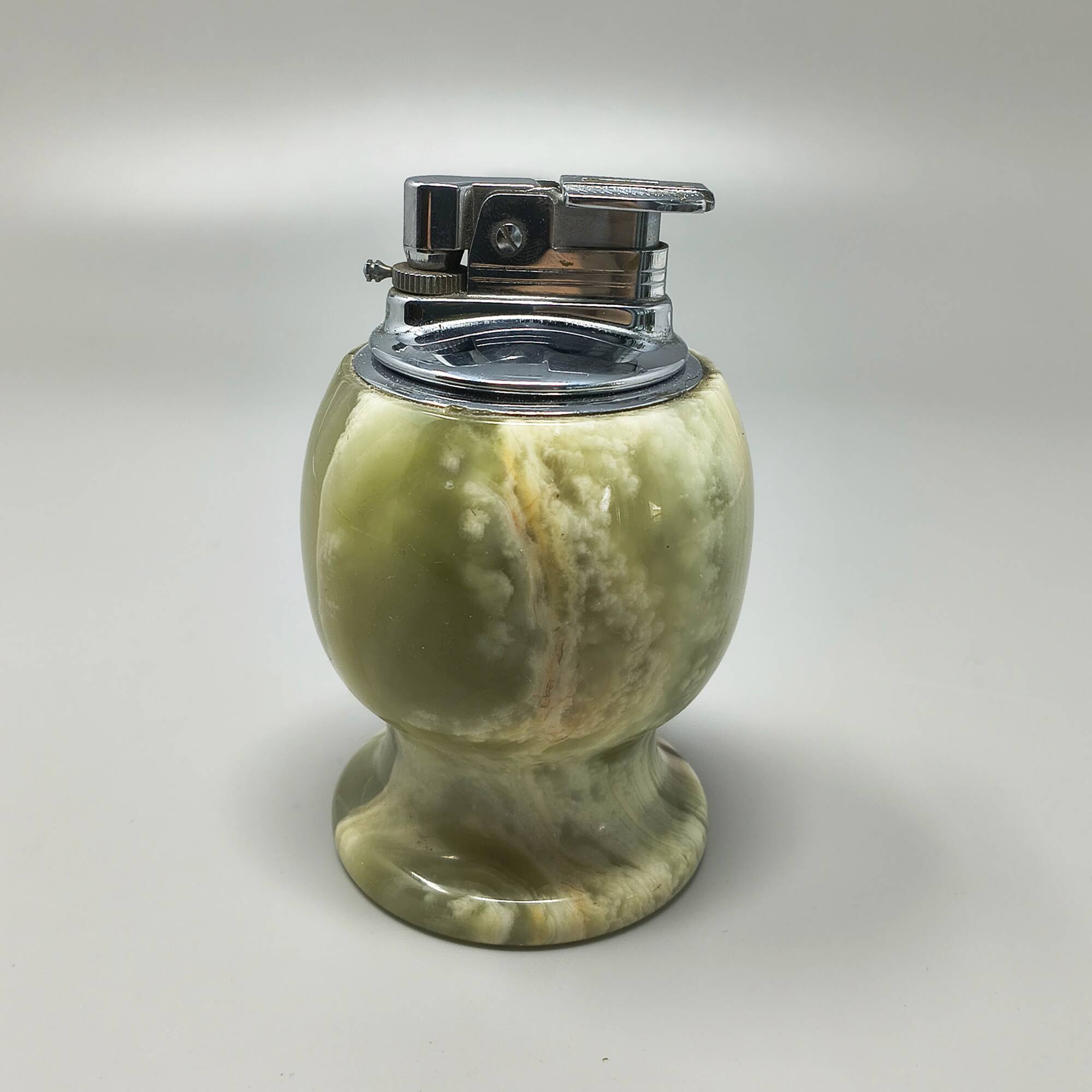 1960s mid-century modern Italian onyx smoking set with table lighter & ashtray