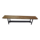 Bench metal structure and cross slate gray wood, waxed seat medium oak.