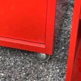 Prisunic 1970 metal trolley and box