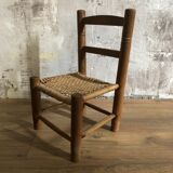 Small vintage children's chair - wood and rattan sluice