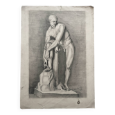 Old academic nude drawing based on an ancient statue.