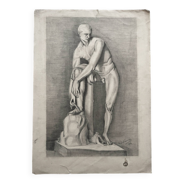 Old academic nude drawing based on an ancient statue.