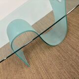 Glass table with frosted glass base