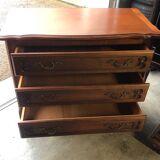 Walnut and Brass 3 Drawer Chest