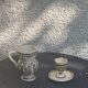 Egg cup and pitcher in handcrafted enameled ceramic, hand-painted brehat