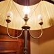 Brass lamppost with pleated lampshades