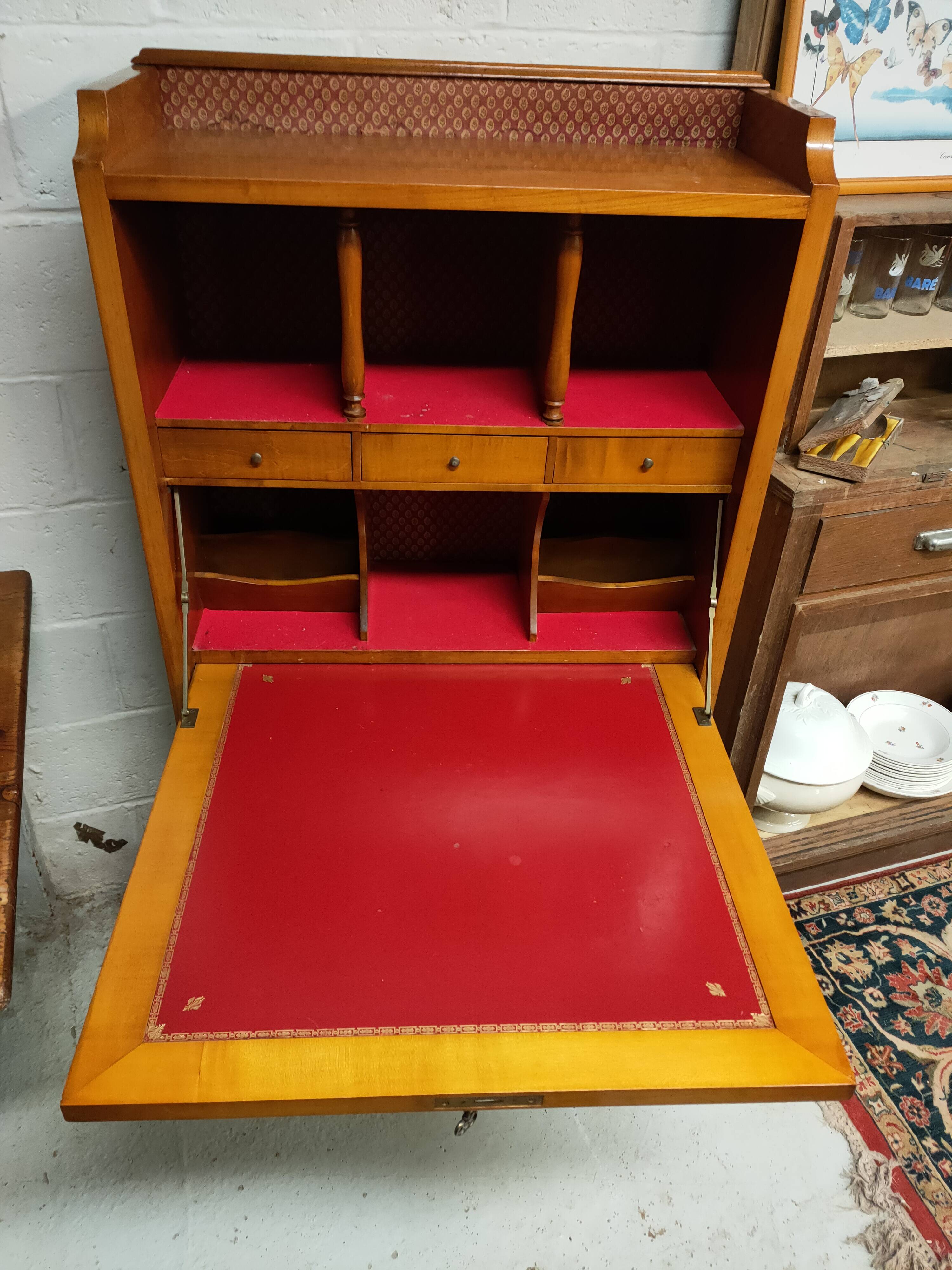 cherry wood secretary with lyre base from the 50s-60s