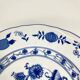 Set of 5 dessert plates with blue onion pattern by Wellco, porcelain.