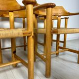 1970s Set of 6 Vintage Pine Dining Armchairs by Rainer Daumiller