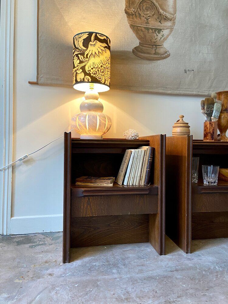 2 Scandinavian bedside tables in dark wood