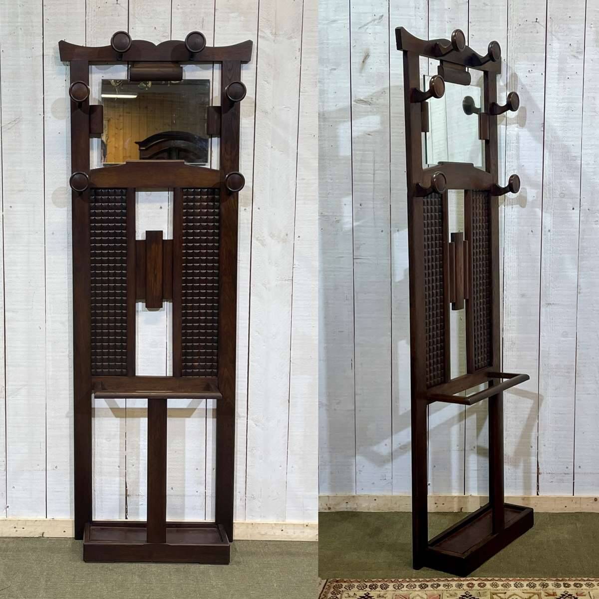 1930s oak coat rack