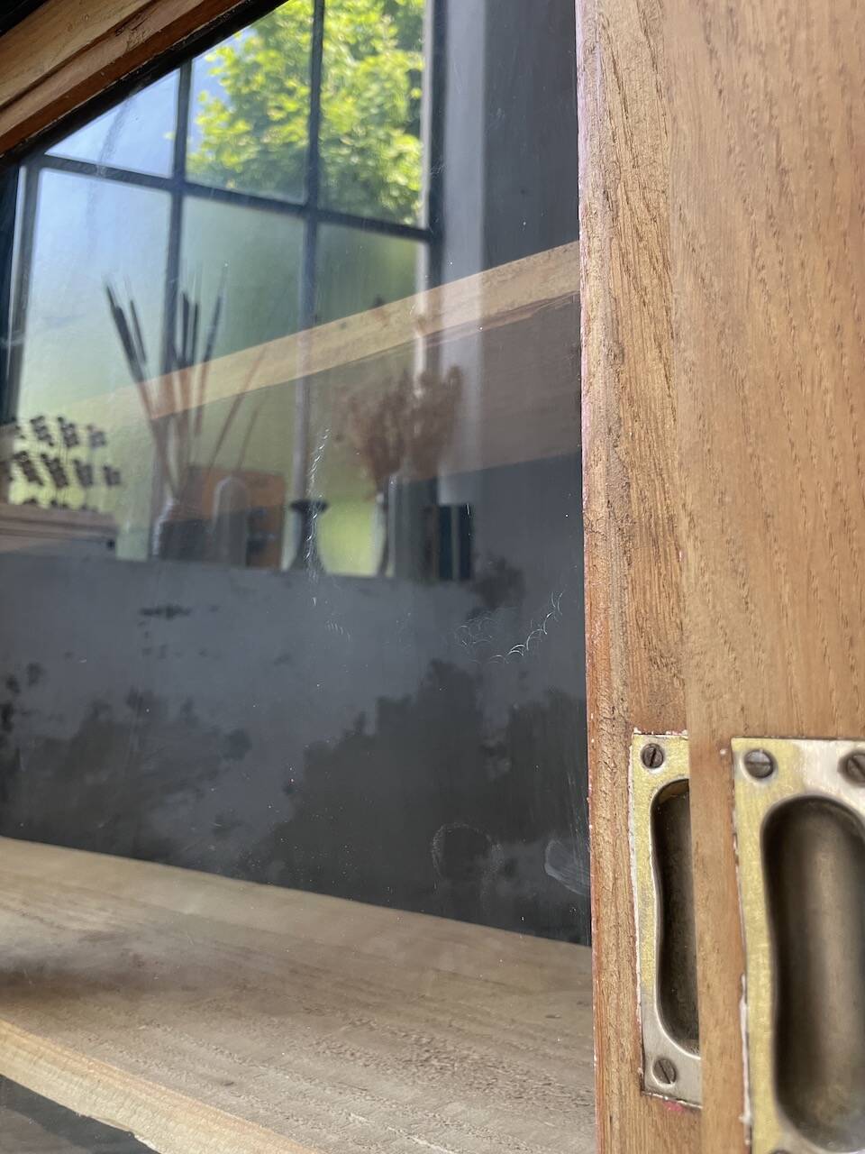 Oak sideboard with glass doors