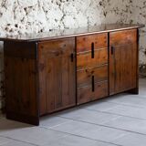 Enfilade by Silvio Coppola in stained solid wood, 1970.