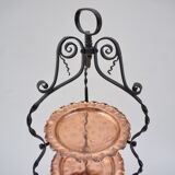 Présentoir de gâteaux Arts & Crafts style Townshends, fer et cuivre, années 1900 ca, anglais