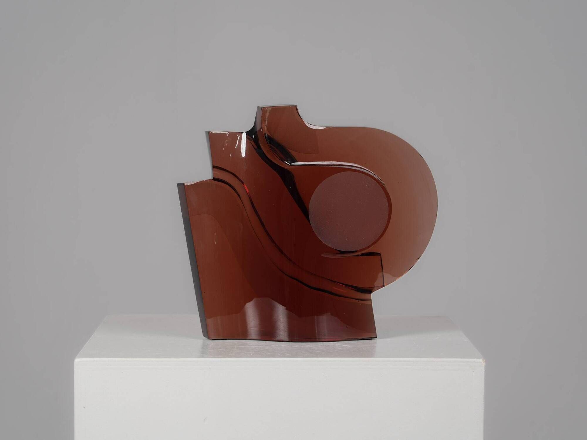 Sculpture en verre géométrique abstraite, Pays-Bas, années 1980