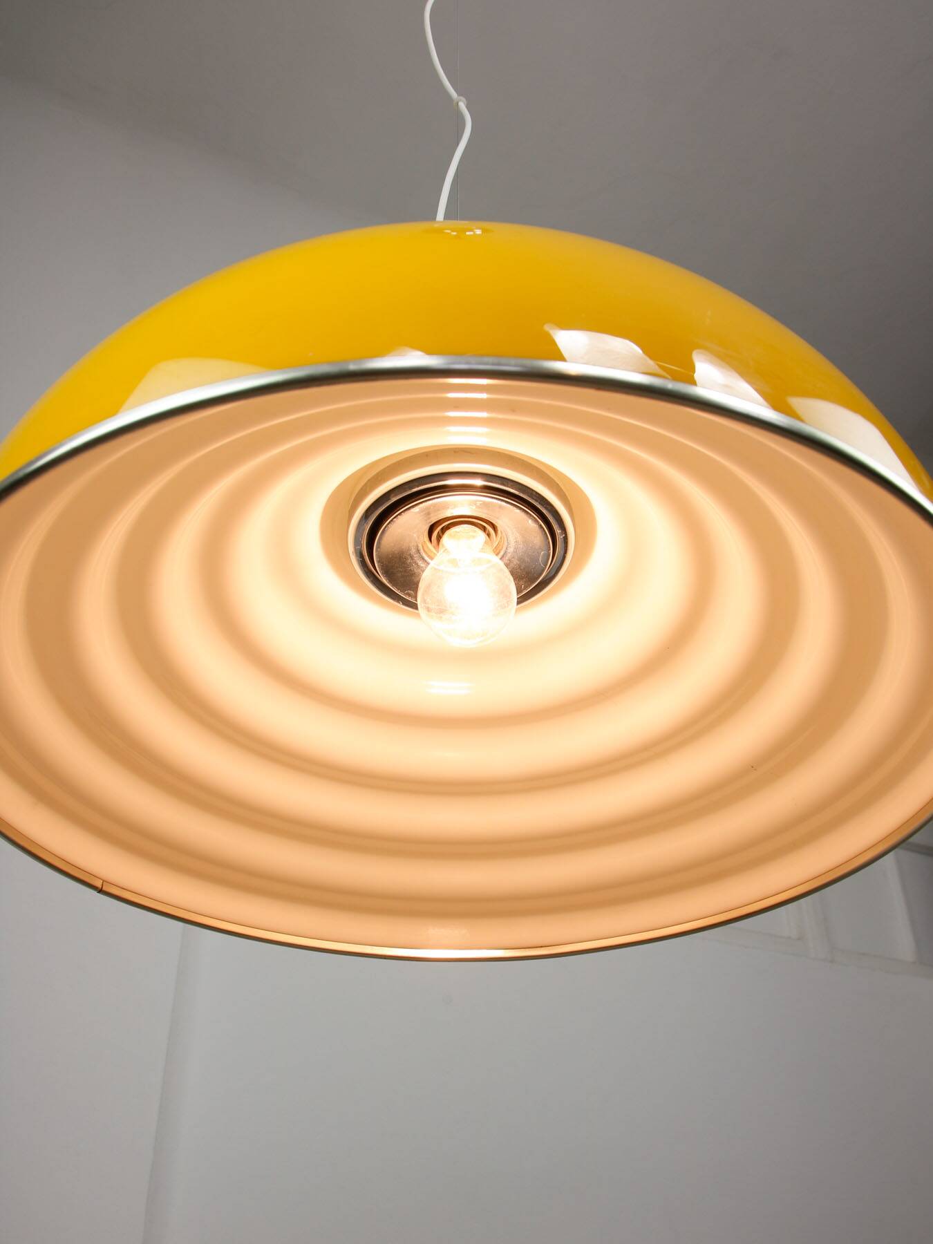 Rare Large Yellow Space-age Pendant from Guzzini, 1970s