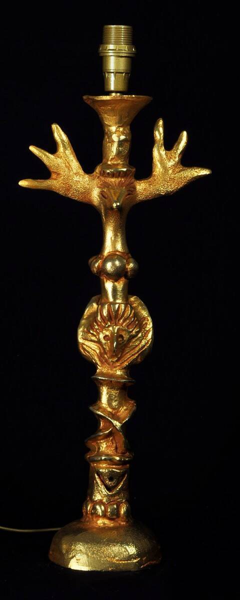 Pierre Casenove lamp base sculpture gilded bronze circa 1980