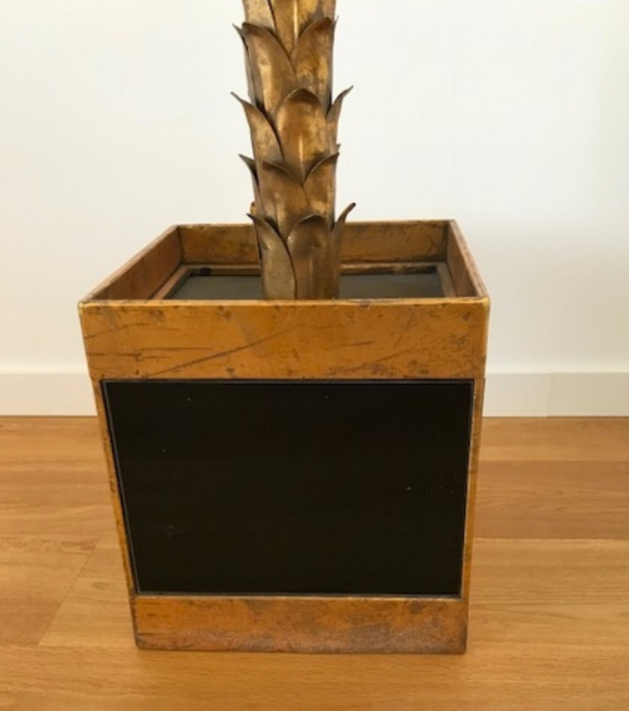 70s golden metal palm tree floor lamp