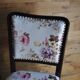 Art Deco chair in wood and white velvet, floral backrest from the 1930s.