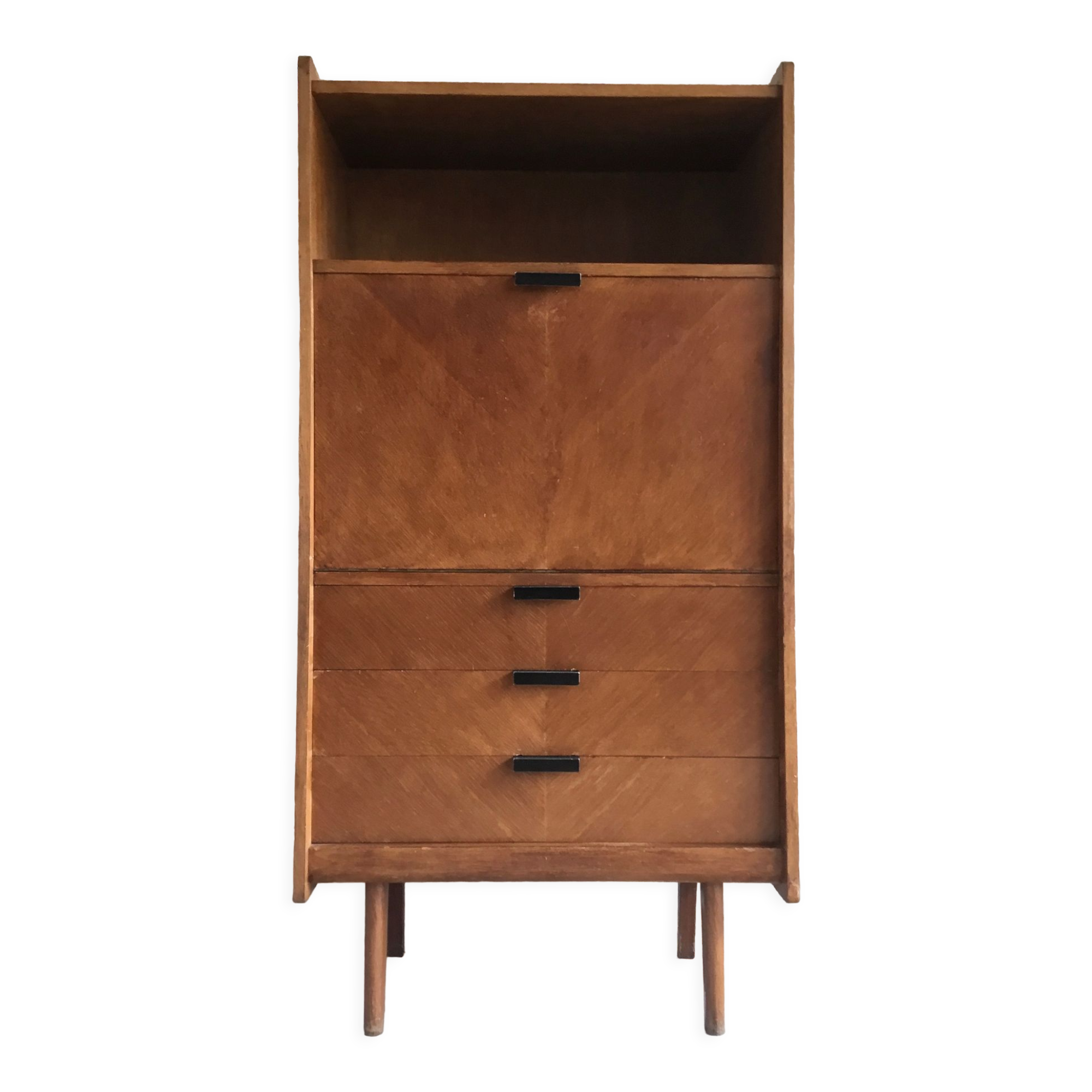 Vintage secretary in light oak veneer 1960
