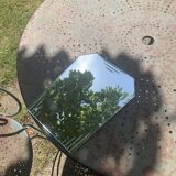 Miroir, centre de table, à poser, biseaute et ciselé, art deco