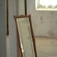 Danish wall mirror in solid oak from the mid-20th century, Scandinavian modern design.