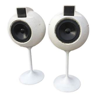 Pair of 60s Elipson ball speakers serviced by professional