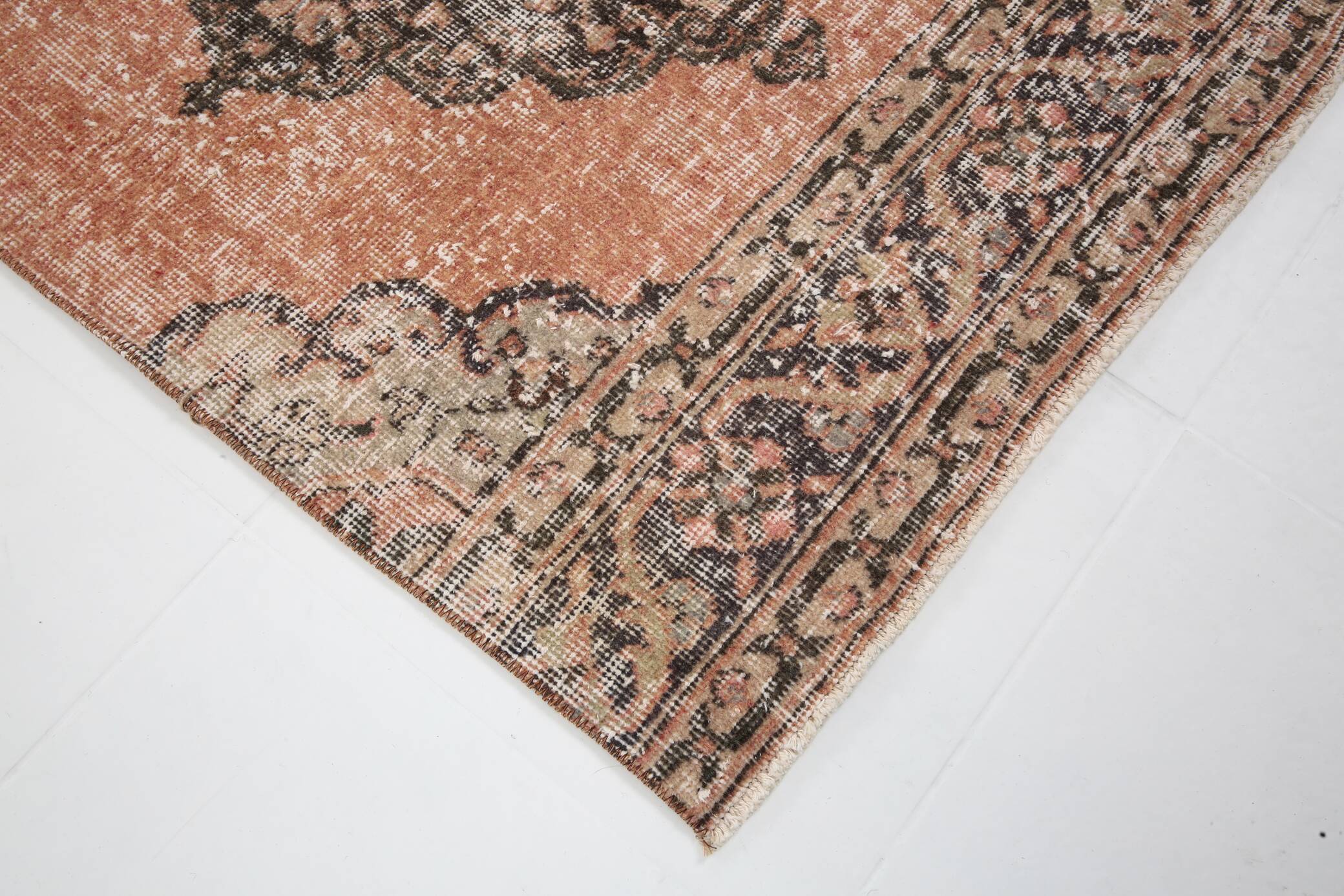 3x12 Brunt Red & Brown Vintage Runner Rug, 88x382Cm