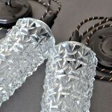 Pair of high-rise suspensions in chiseled glass - spindle shape of the 50s 60's -
