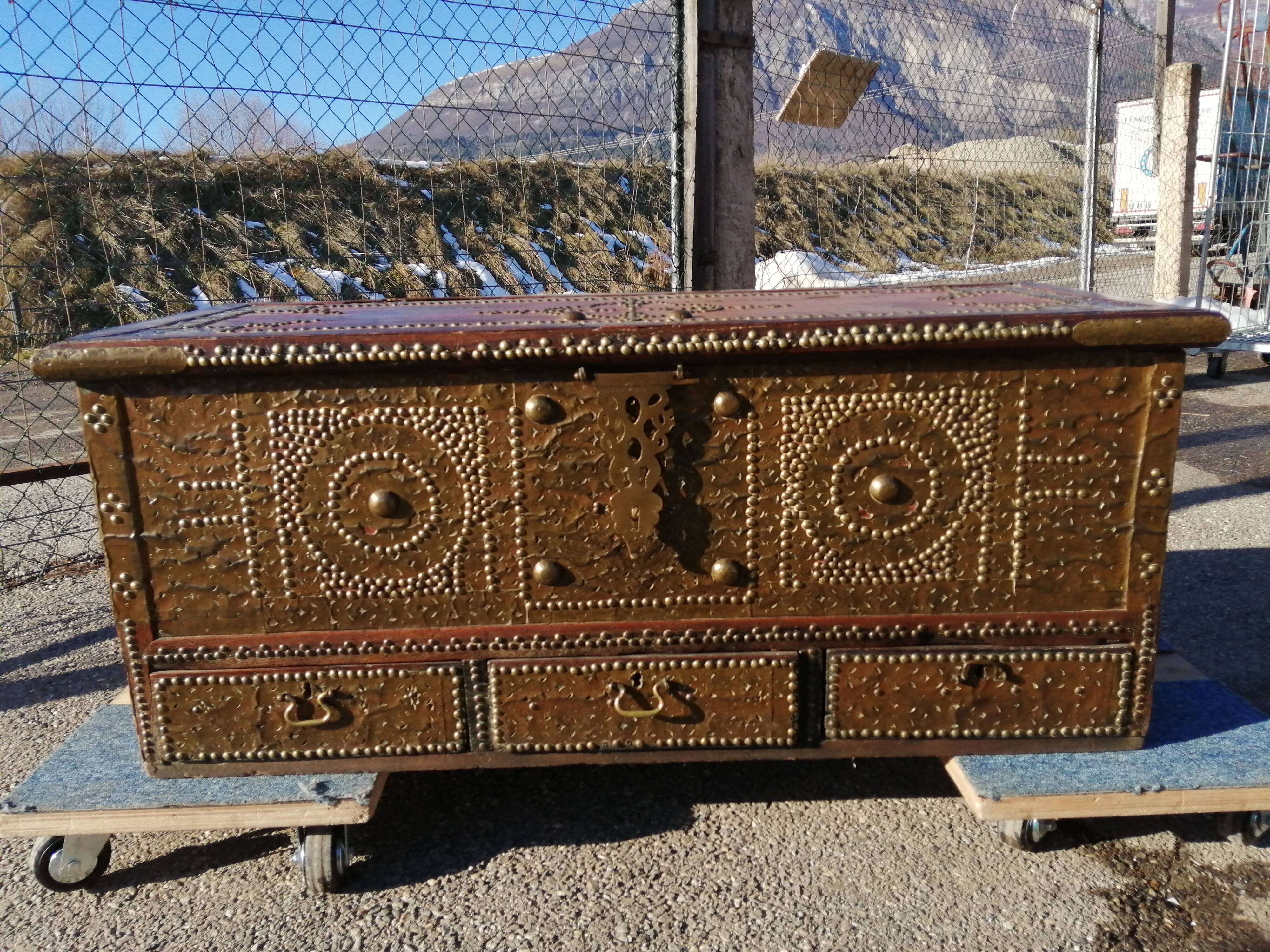 Oriental wedding chest in solid wood