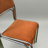 Chrome chairs from the 70s – orange velvet seat