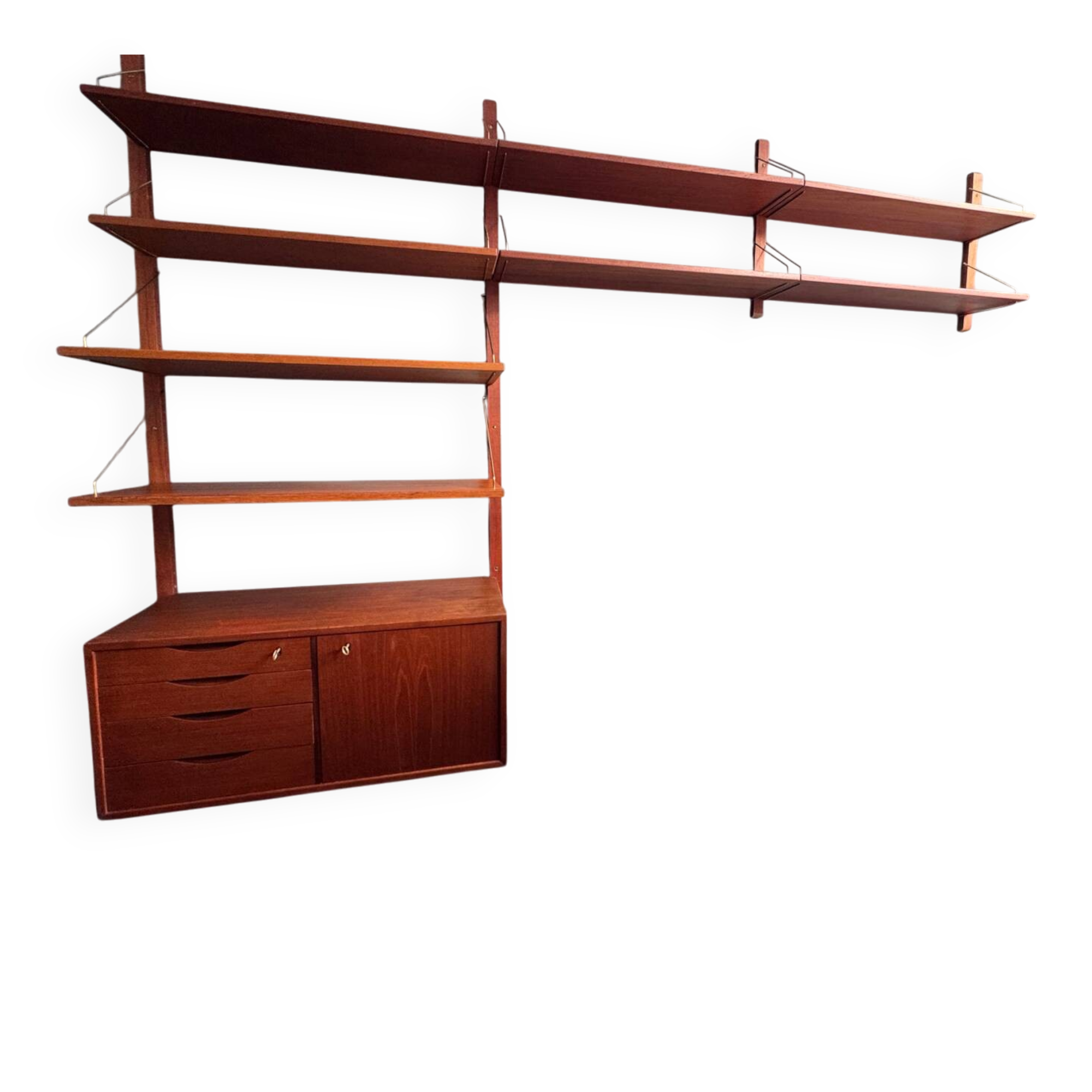 Unité murale modulaire en teck vintage scandinave “Veggen De Luxe”, Norvège