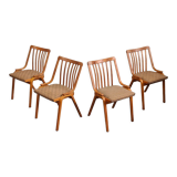 Set of 4 fabric chairs by Ton Bystrice 1960