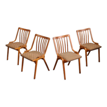 Set of 4 fabric chairs by Ton Bystrice 1960