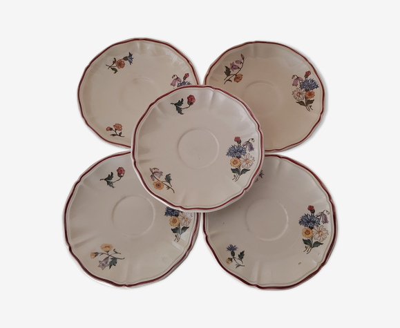 Lot de 5 assiettes à dessert sarreguemines modèle agreste