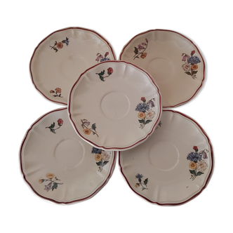 Set of 5 sarreguemines dessert plates, agreste model