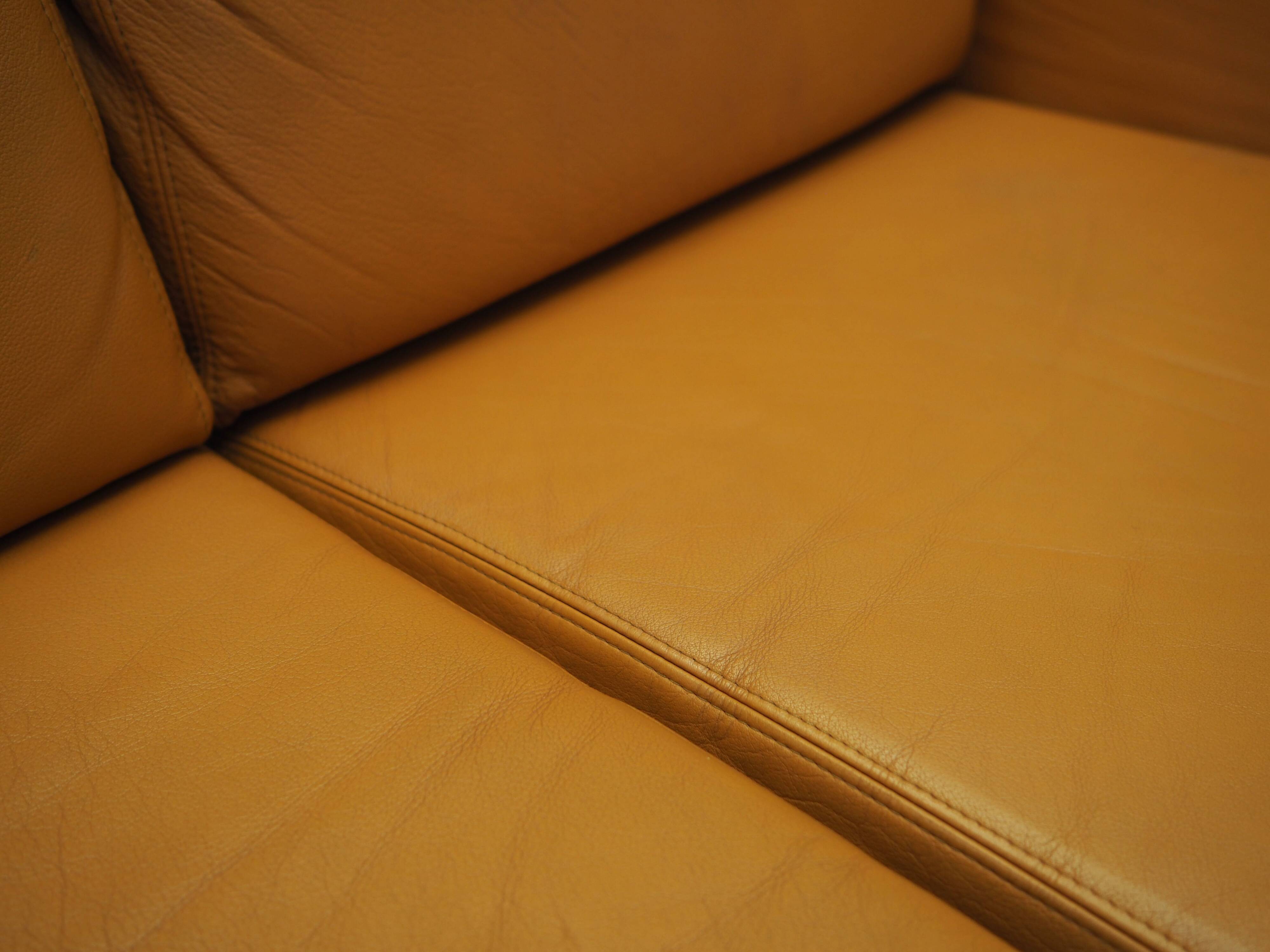 Orange leather sofa, Danish design, 1970s, production: Denmark