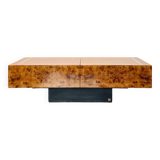 Jean-Claude Mahey coffee table in vintage 70s burr walnut