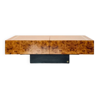 Jean-Claude Mahey coffee table in vintage 70s burr walnut
