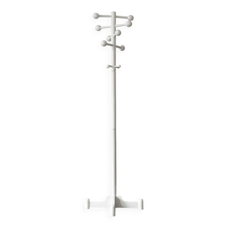 80s white lacquered wooden coat rack