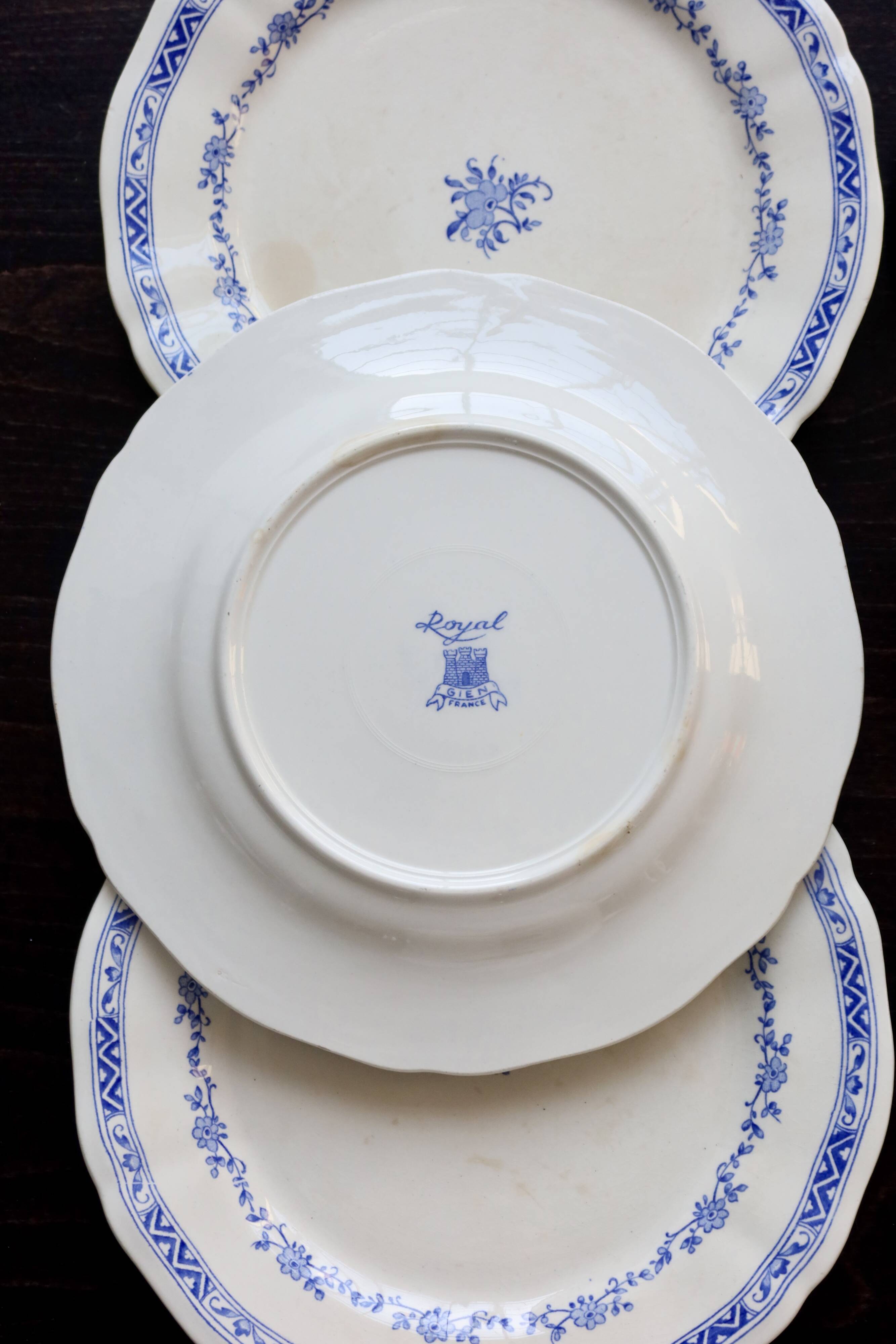 6 assiettes plates vintage Gien – Modèle “Royal”