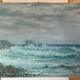 Ancient table, marine landscape, signed 20th century.