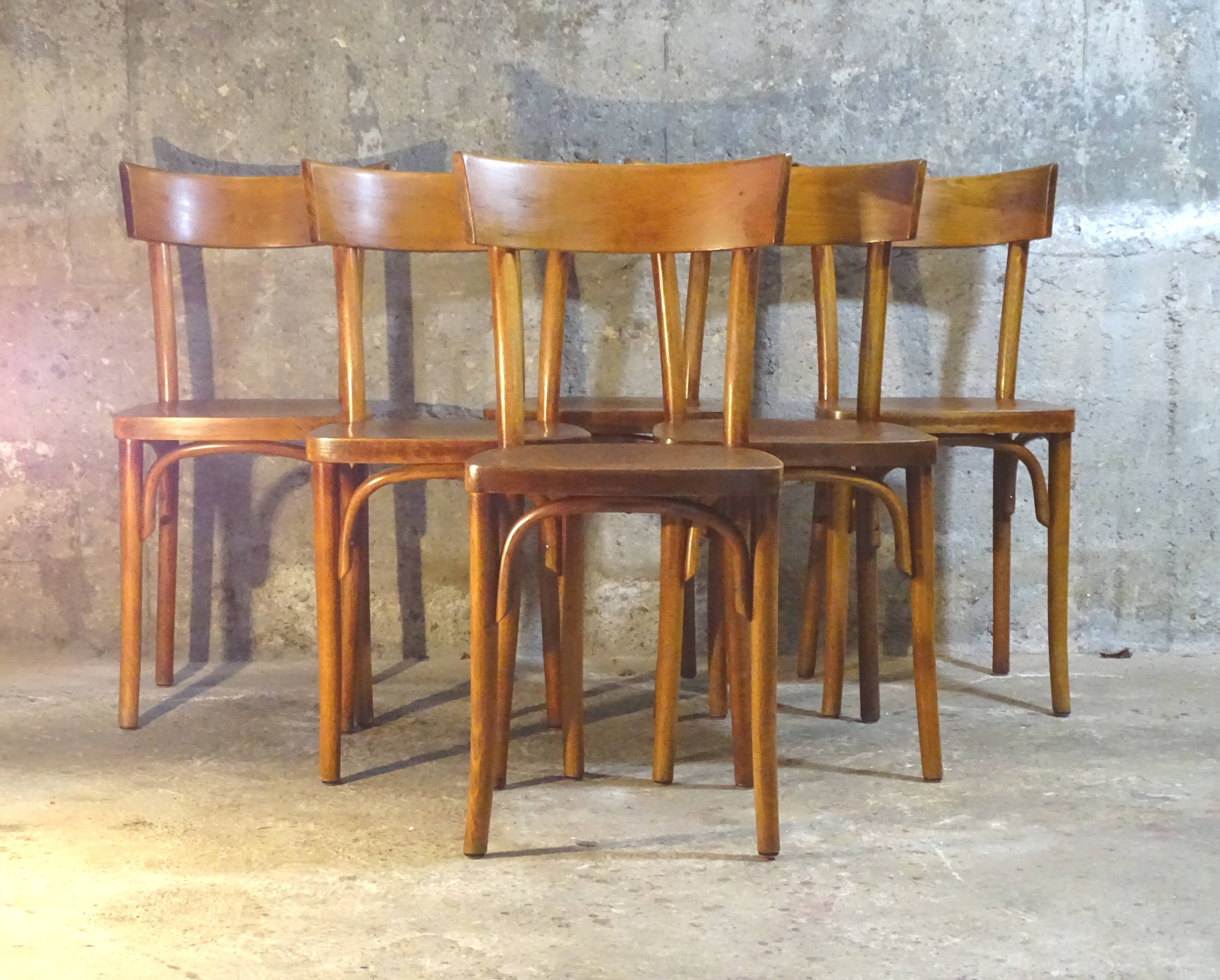 Série de 6 chaises Thonet 1960 bistrot