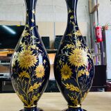 Paire de vases en porcelaine bleu cobalt