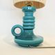 Art Deco green ceramic candle holder lamp base with raffia shade